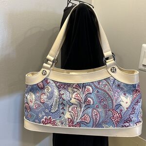 MX Max New York Handbag Shoulder Bag Purse Double Strap Floral Paisley